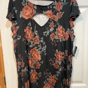 Floral Cutout Black Blouse